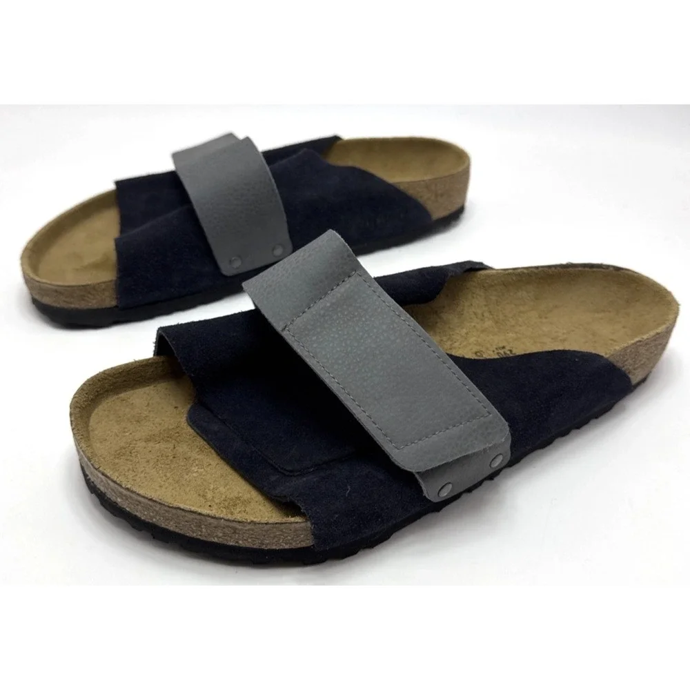Birkenstock Men's Kyoto Suede Slides Midnight Navy Blue US Size 12 EU 45